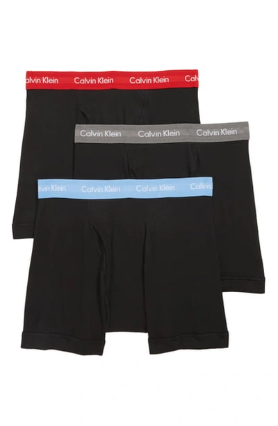 Shop Calvin Klein 3-pack Boxer Briefs In Black/ Neptune/ Multi Wb