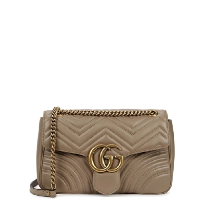 Shop Gucci Gg Marmont Medium Leather Shoulder Bag In Nude