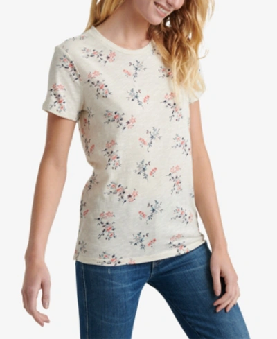 Shop Lucky Brand Cotton Floral-print T-shirt In White