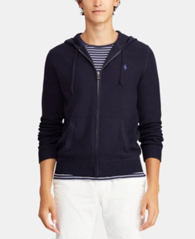 Shop Polo Ralph Lauren Men's Full-zip Cotton Sweater In Navy Heather