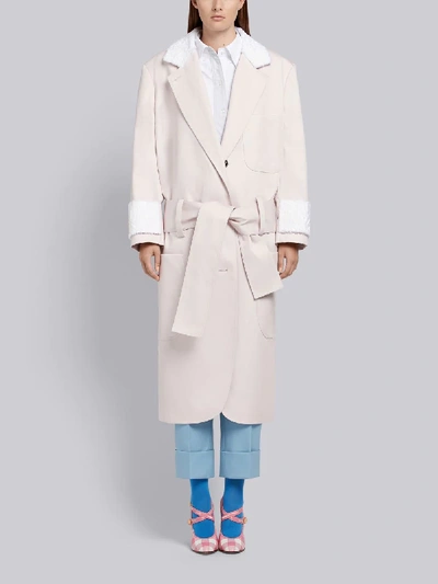 Shop Thom Browne Fur Trim Oversized Sack Trench Coat In Pink