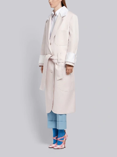 Shop Thom Browne Fur Trim Oversized Sack Trench Coat In Pink