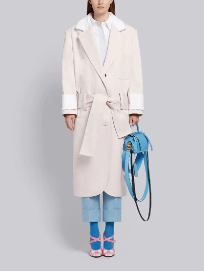 Shop Thom Browne Fur Trim Oversized Sack Trench Coat In Pink