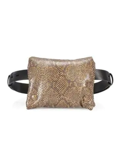 Shop Nanushka Tao Vegan Leather Puffer Belt Bag In Brown