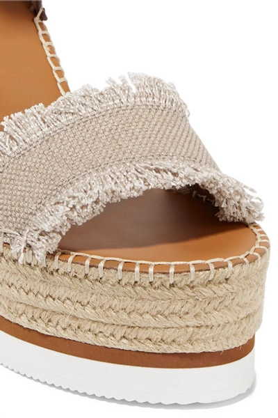 Shop See By Chloé Canvas And Leather Espadrille Wedge Sandals In Beige