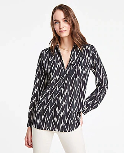 Shop Ann Taylor Tall Ikat Camp Shirt In Deep Delphinium