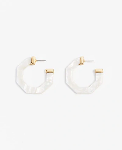 Shop Ann Taylor Marbleized Hexagon Hoop Earrings In White