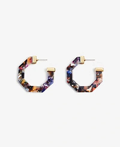 Shop Ann Taylor Marbleized Hexagon Hoop Earrings In Multi