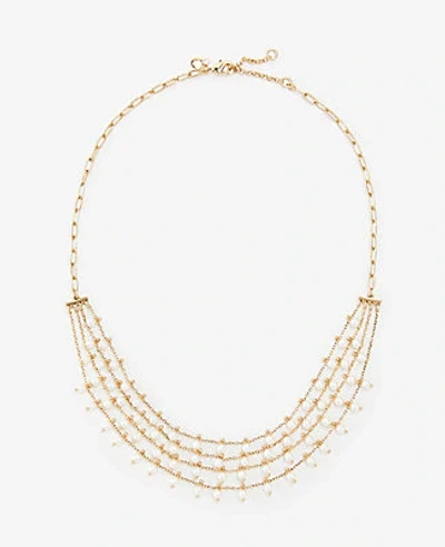 Shop Ann Taylor Pearlized Multistrand Necklace In Gold