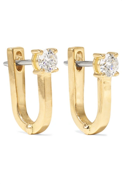 Shop Melissa Kaye Aria U Huggie 18-karat Gold Diamond Earrings