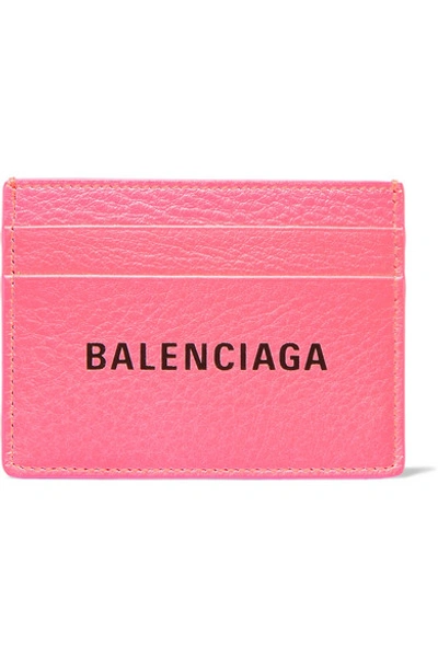 Shop Balenciaga Printed Textured-leather Cardholder In Pink