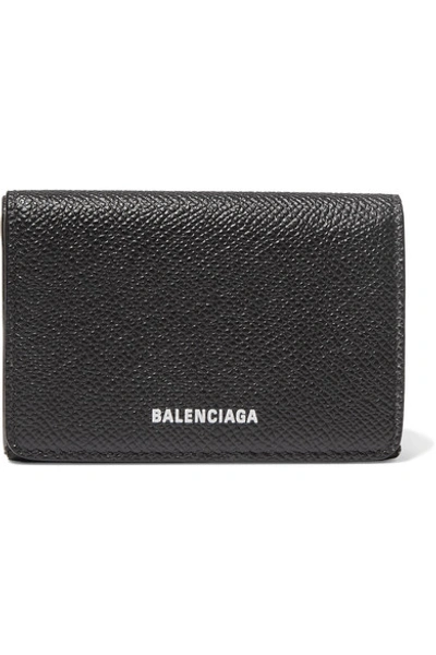 Shop Balenciaga Ville Printed Textured-leather Wallet In Black