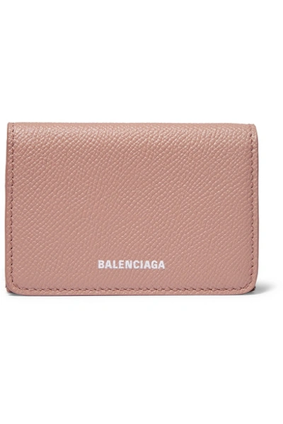 Shop Balenciaga Ville Textured-leather Wallet In Beige