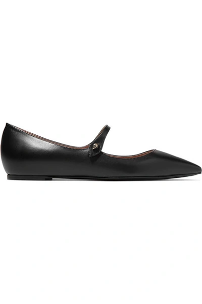 Shop Tabitha Simmons Hermione Leather Point-toe Flats In Black