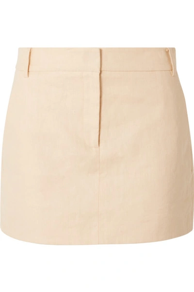 Shop Tibi Linen Mini Skirt In Beige