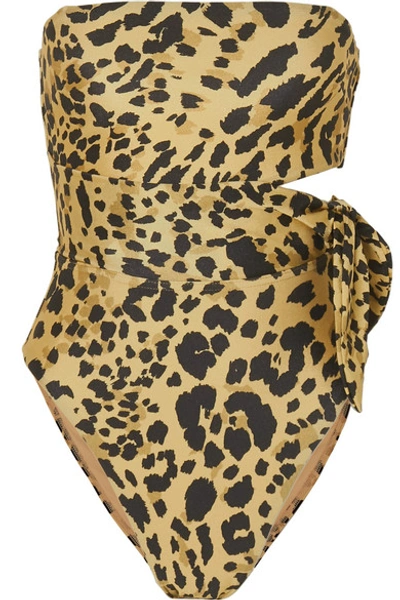 Shop Zimmermann Veneto Scarf Cutout Knotted Leopard-print Swimsuit In Leopard Print
