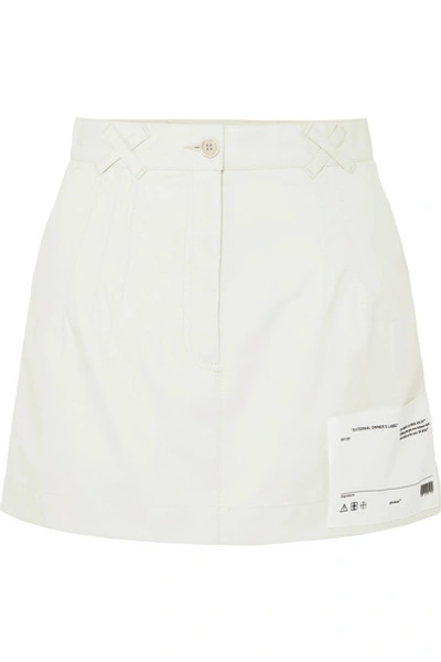 Shop Off-white Appliquéd Cotton-canvas Mini Skirt In White