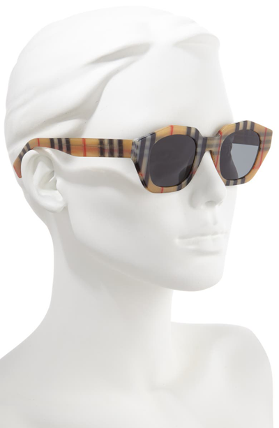 Shop Burberry 46mm Geometric Sunglasses - Tan Check