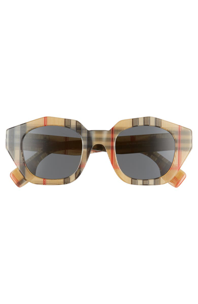Shop Burberry 46mm Geometric Sunglasses - Tan Check