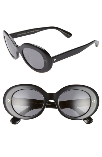 Shop Oliver Peoples Erissa 52mm Round Sunglasses - Black/ Dark Grey