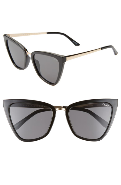 Shop Quay Reina 51mm Gradient Cat Eye Sunglasses In Black / Smoke