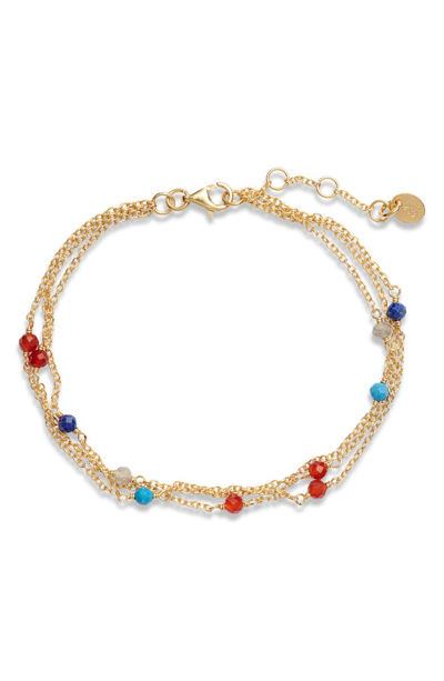 Shop Argento Vivo Stone Bead Bracelet In Multi/ Gold