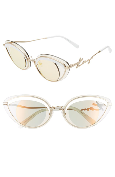 Shop Kenzo 43mm Cat Eye Sunglasses In Gold/ Rose