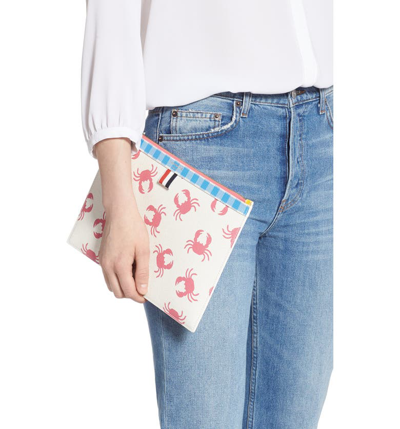 Shop Thom Browne Leather Zip Folio Pouch In Fun Mix