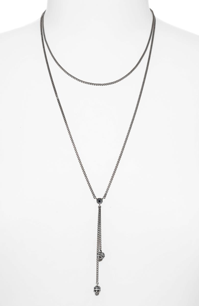 Shop Alexander Mcqueen Thin Chain Necklace In Hematite