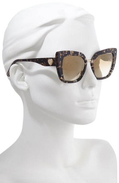 Shop Dolce & Gabbana 52mm Cat Eye Sunglasses In Black/ Brown