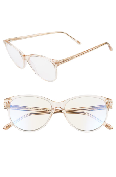 Shop Tom Ford 53mm Blue Light Blocking Glasses In Shiny Peach/ Rose Gold