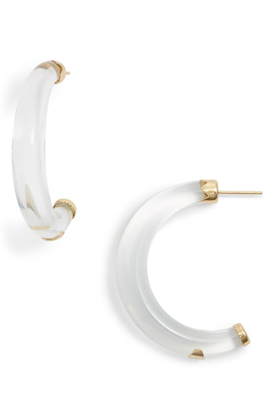 Shop Argento Vivo Small Marbleized Resin Hoop Earrings In Clear/ Gold