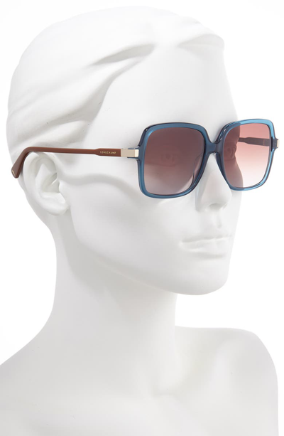 Shop Longchamp Le Pliage 55mm Gradient Square Sunglasses In Blue/ Brown Pliage
