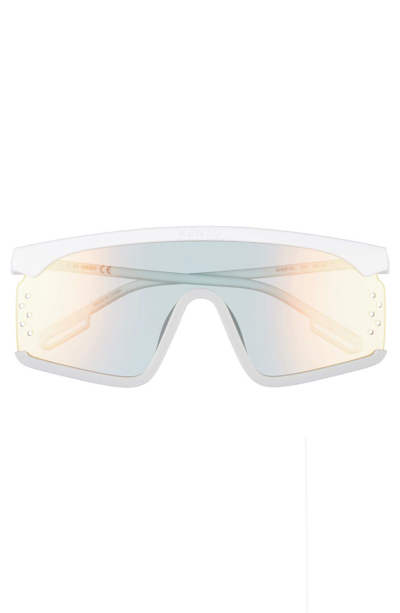 Shop Kenzo 140mm Shield Sunglasses In White/ Grey