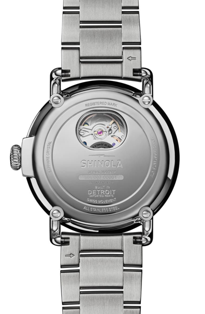 Shop Shinola Runwell Automatic Bracelet Watch, 40mm In Silver/ Midnight Blue/ Silver