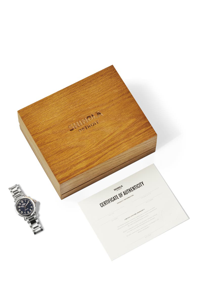 Shop Shinola Runwell Automatic Bracelet Watch, 40mm In Silver/ Midnight Blue/ Silver