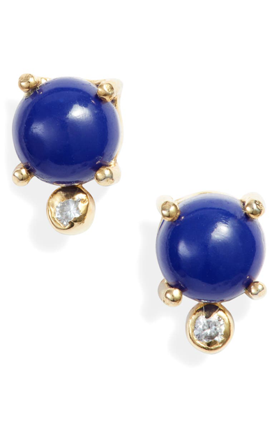 Shop Argento Vivo Stone & Cubic Zirconia Stud Earrings In Lapis/ Gold