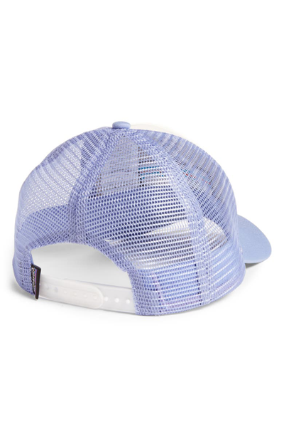Shop Patagonia P6 Lopro Organic Cotton Trucker Hat - Purple In White W/ Light Violet Blue