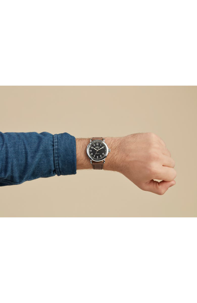 Shop Shinola Runwell Automatic Leather Strap Watch, 40mm In Tan/ Black/ Silver