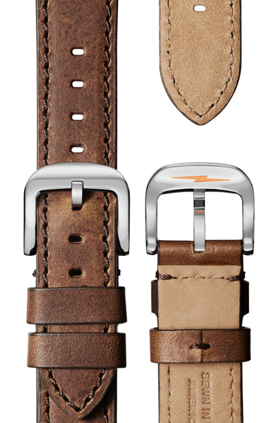 Shop Shinola Runwell Automatic Leather Strap Watch, 40mm In Tan/ Black/ Silver
