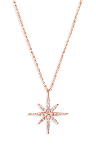 Shop Apm Monaco Meteorites Rose Pendant Necklace In Rose Gold