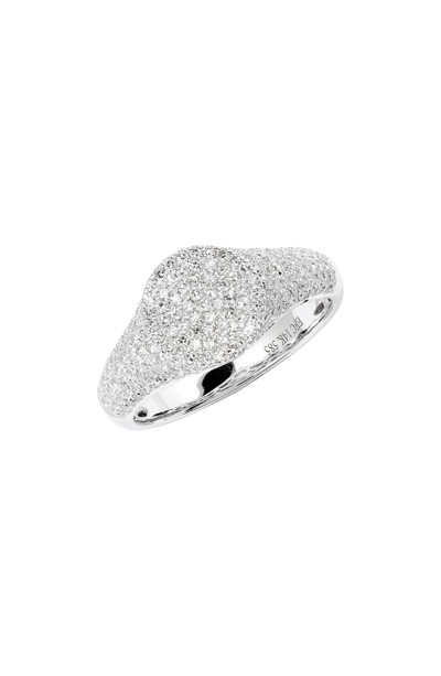 Shop Ef Collection Diamond Signet Pinky Ring In White Gold/ Diamond