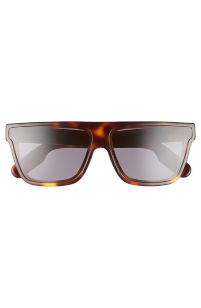 Shop Kenzo 67mm Special Fit Oversize Flat Top Sunglasses In Dark Havana/ Smoke