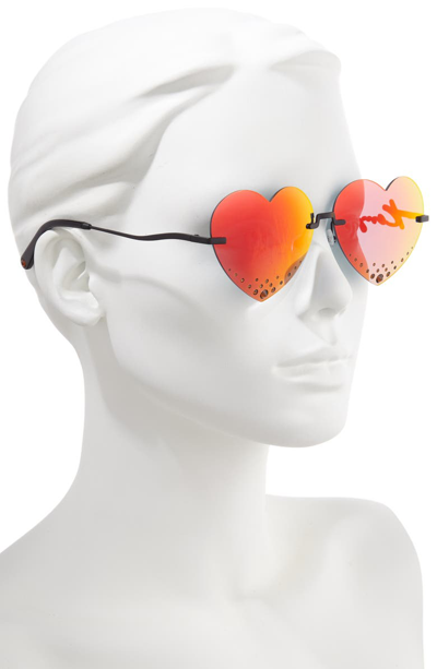 Shop Kenzo 63mm Oversize Rimless Heart Sunglasses In Matte Black/ Red