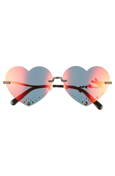 Shop Kenzo 63mm Oversize Rimless Heart Sunglasses In Matte Black/ Red