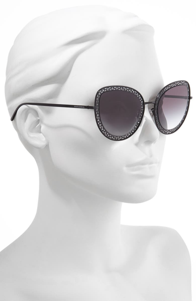 Shop Dolce & Gabbana 54mm Cat Eye Sunglasses In Black