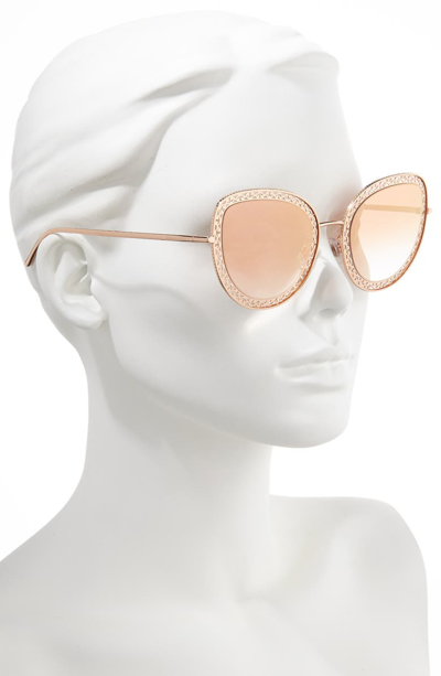 Shop Dolce & Gabbana 54mm Cat Eye Sunglasses In Gold/ Pink