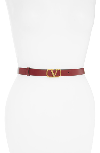 Shop Valentino Go Logo Leather Belt In Cerise/ Blk