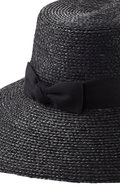 Shop Helen Kaminski Wide Brim Raffia Hat - Black In Charcoal/ Black