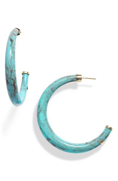 Shop Argento Vivo Large Hoop Earrings In Turquoise/ Gold
